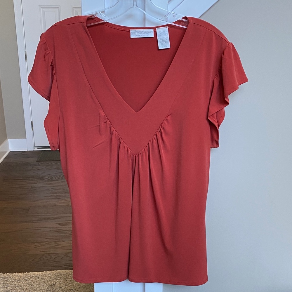 Petite Stretch Short-Sleeved Blouse